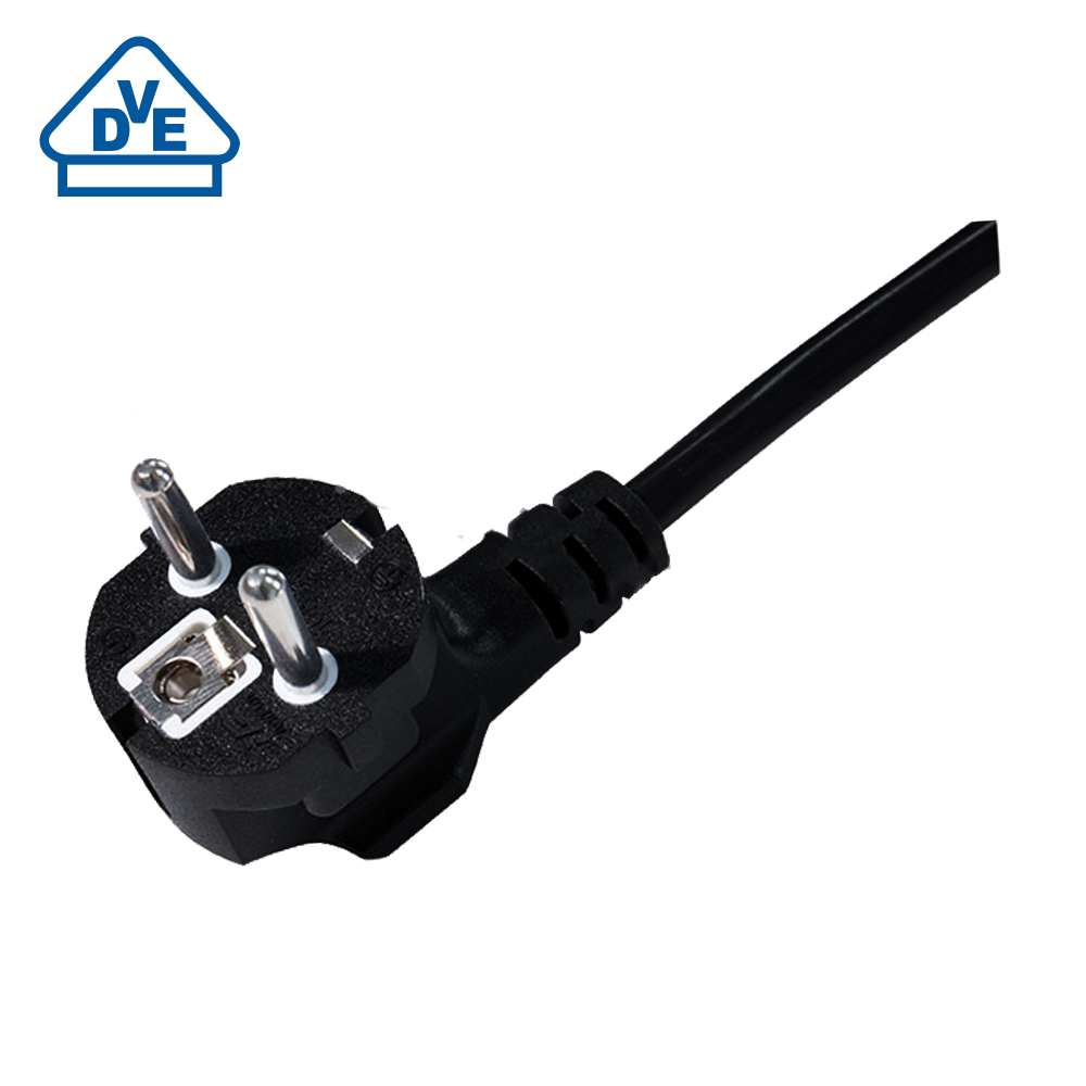 Conector de tubo de três núcleos europeu JF-03 em cabo de alimentação certificado VDE de curvatura de 90 graus details